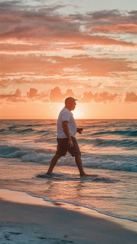 Man on Emerald Coast beach